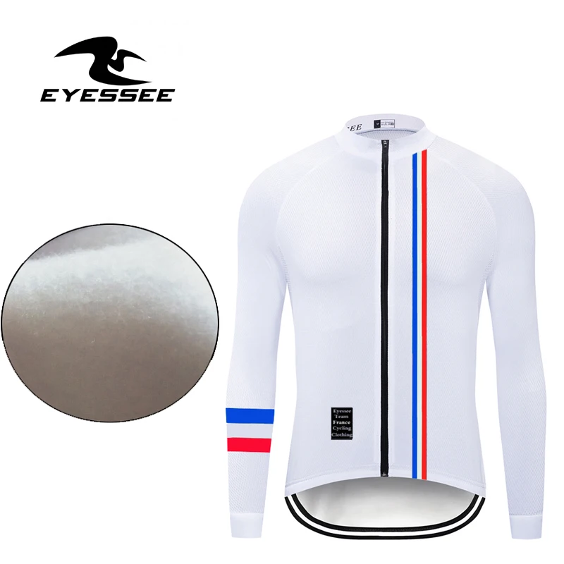 Eyessee зима термо флис с длинным рукавом Майки для велоспорта Pro мужские дорожный велосипед MTB Франция велосипедная одежда