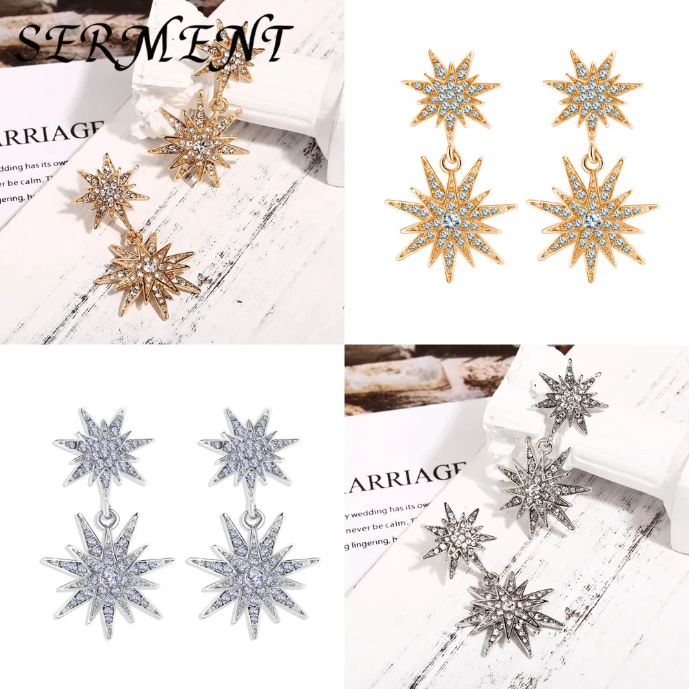 Креативные Ретро минималистичные серьги с увеличенной звездой, AliExpress, новые инкрустированные стразы, серьги-кольца, серьги-кольца