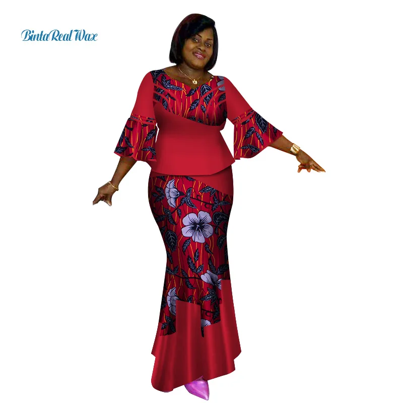 Bazin Riche африканские топы и юбки комплекты для женщин Африканский принт Дашики