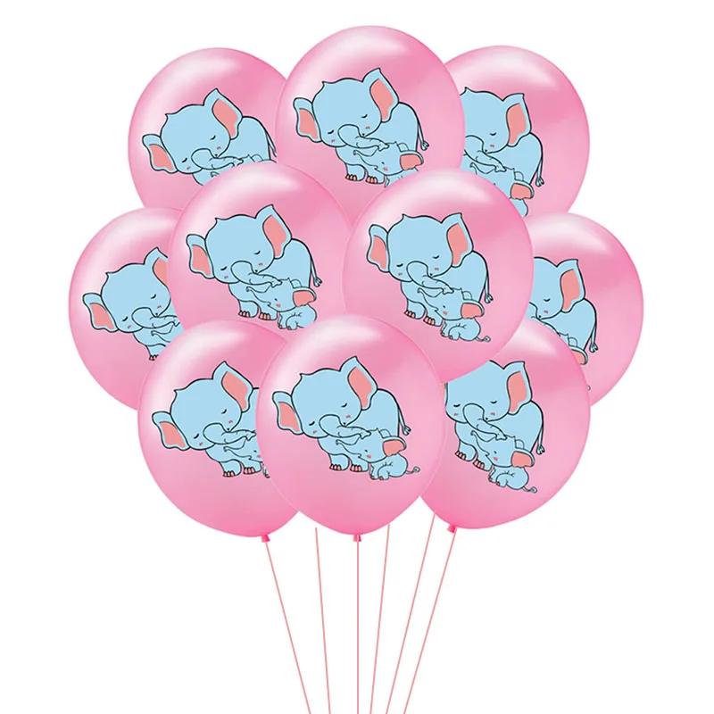 10pcs elephant pink Детский комплект для мальчиков, украшения для девочек, набор для мальчиков, Детские воздушные шары для девочек, вечерние Детские шары для дня рождения, крещения - Цвет: 10pcs elephant pink