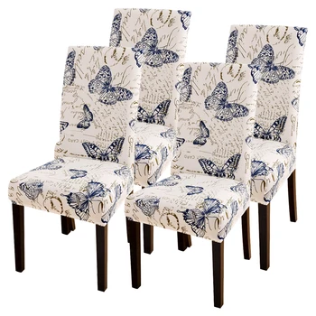 

4Pcs Dining Room Chair Cover Removable Washable Stretch Seat Cover 1pcs,2020 popular butterfly shape