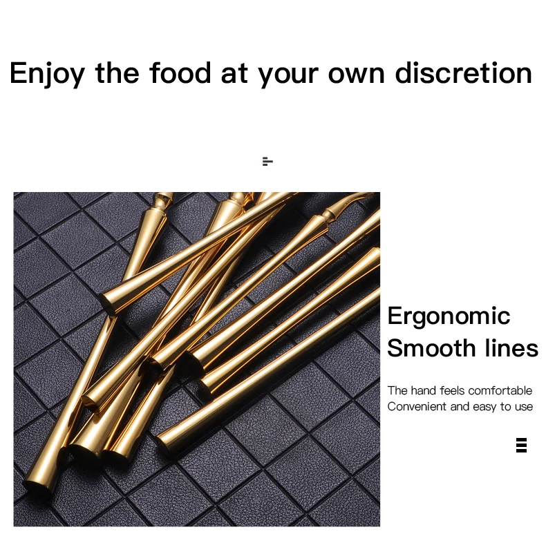 Description Picture 3 of itemBright Gold 18/10 Stainless Steel Luxury Cutlery Dinnerware Tableware Knife Spoon Fork Chopsticks Flatware Set Dishwasher Safe
