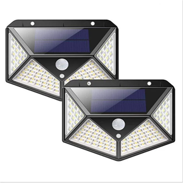 100 Led Solar Lights Outdoor Smart Motion Sensor Weatherproof Solar Powered IP65 Waterproof With Wide Angle Wall Light Garden 2 PCS