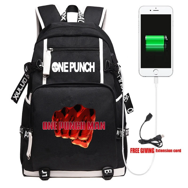 New Anime One Punch Man Backpack Unisex Travel Shoulder Laptop Bags Cartoon Teens Kids Student School Bags Bookbag Gift