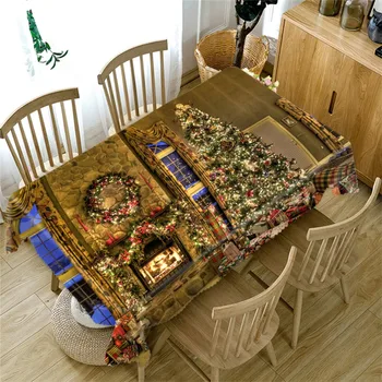 

Christmas Dustproof Bedside Cabinet Cloth 3D Thanksgiving Dinner Tablecloth Tasteless Christmas Tablecloth customize Size