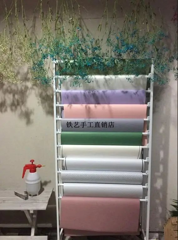 Hanging fabric sample fabric storage rack flowers wrapping paper ribbon ribbon florist shelf scarf silk scarf display shelf 4