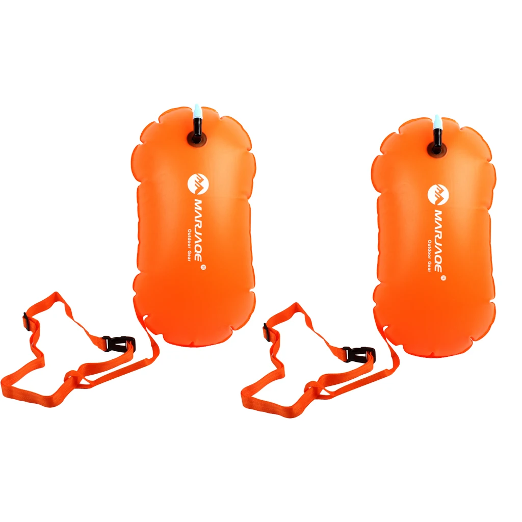 2Pcs Highly Visible Buoy Float Swimming Buoy Water Sports Safety Swim Open Floats Upset Inflated Pool Orange