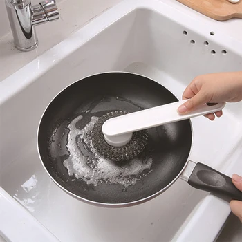 

2pcs Cleaning Brush Home Non-Stick Pot Cleaning Brush Plastic PP Pot Brush Set Kitchen Tool Wire Ball