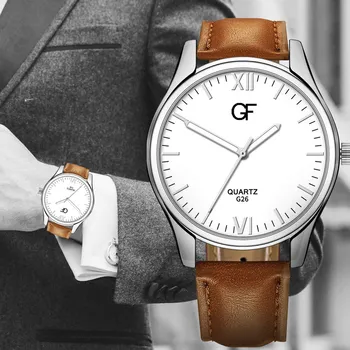 

Men Quartz Watch PU Leather Belt Luminous Pointer Round Dial Wristwatches Gifts IK88