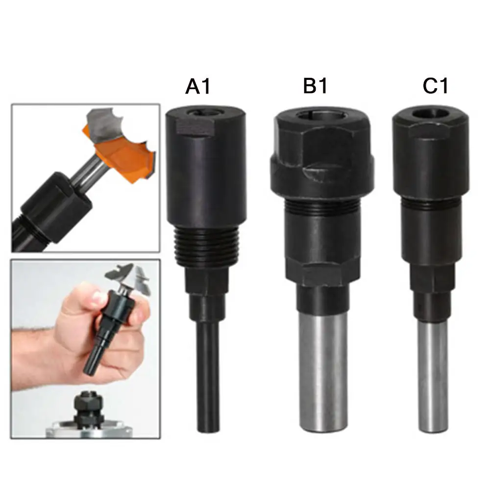 

1 pc 1/4" 8mm 1/2" Shank Router Bit Extension Rod Collet Engraving Machine Extension Milling Cutter for Wood MC04003