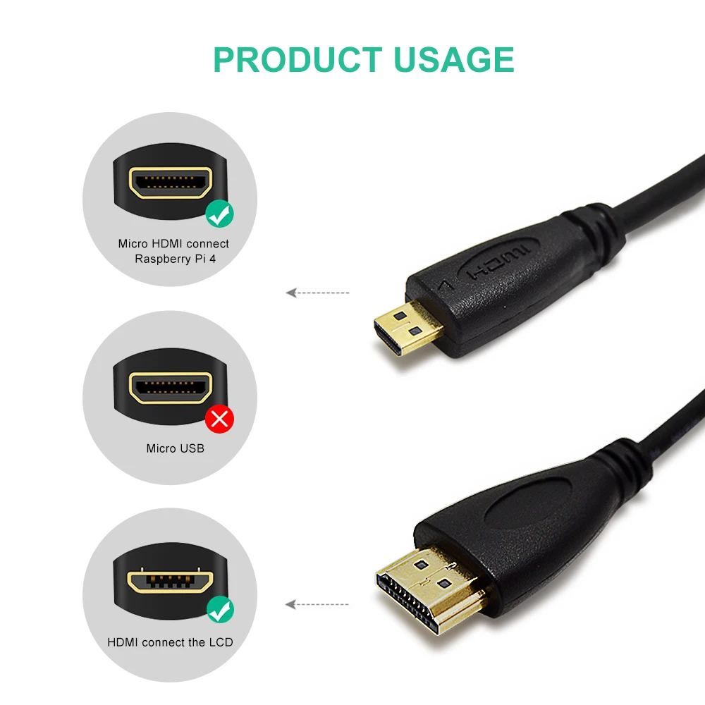 Кабель переходник Micro HDMI на для планшетов HDTV и Raspberry Pi 4 HD|Демонстрационные стенды|