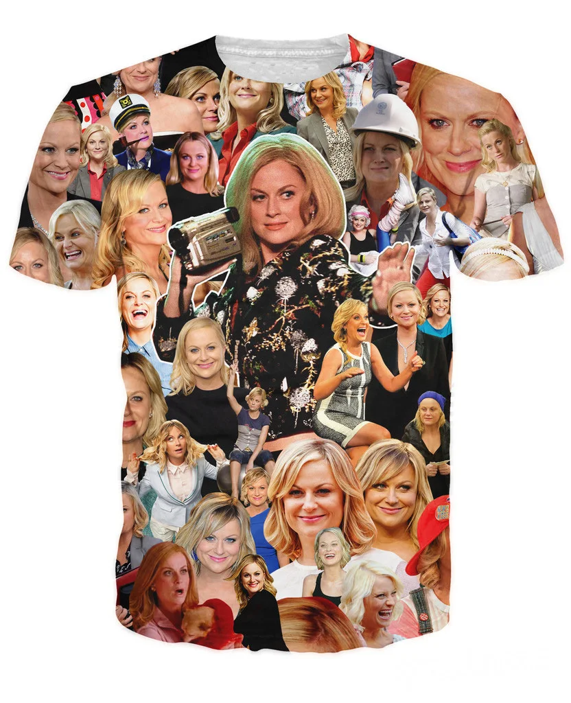 Новое поступление 2018 женская одежда модная 3d футболка Amy Poehler papazzari с веселыми