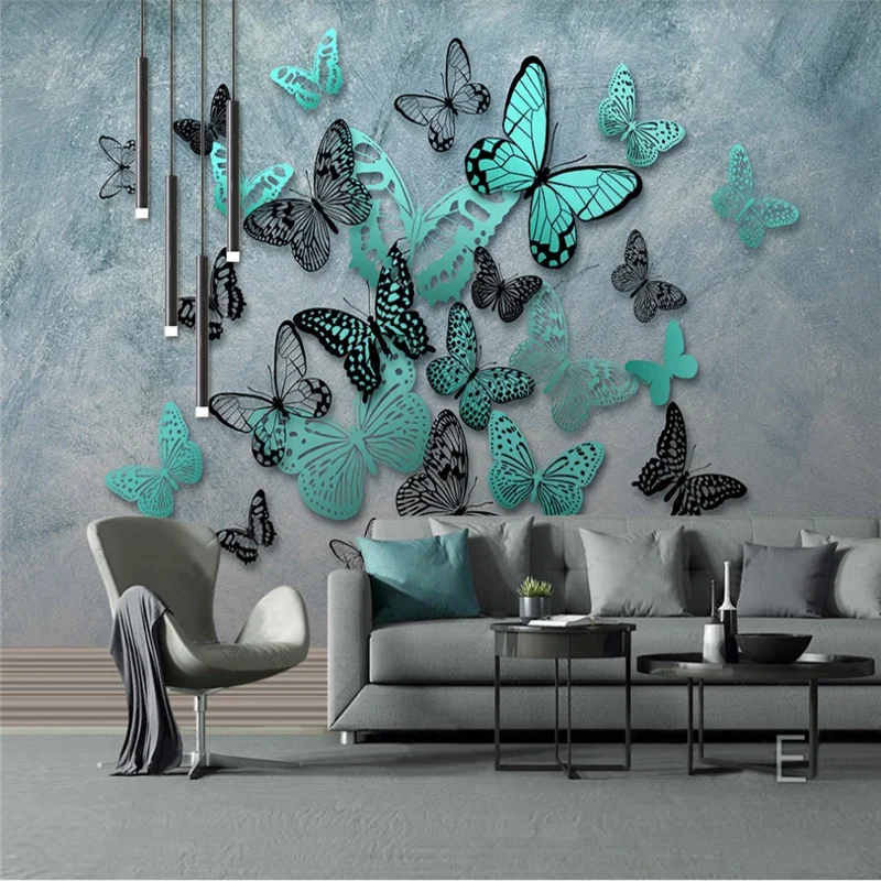 

8D photo wallpaper mural HD hand-painted 3D stereo butterfly nostalgic background wall custom wall covering