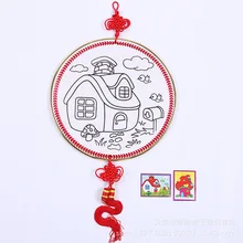 Большой размер, китайский узел, Круглый блокнот, золотой порошок, двусторонняя картина, ручная работа, обучающая игрушка, детский китайский узел, цветной