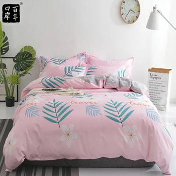 

Bedding Set 4Pcs/Set Bed Textile Small Fresh Cute Print Cover Flat Bed Sheet Pillowcase Comfort Bed Set Kit Printed Modern