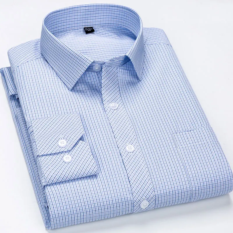 Большие размеры XXXL 4XL 5XL 6XL среднего возраста русские Популярные полосатые деловые мужские рубашки нежелезные дизайн умная повседневная мужская одежда - Цвет: 2114