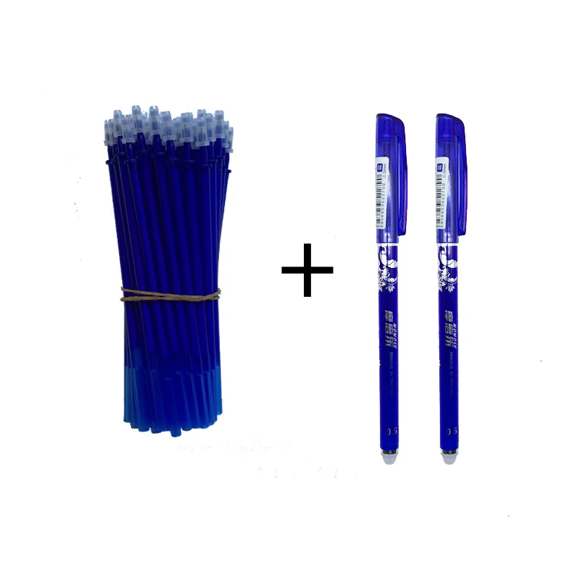 4+20Pcs/Set Cute Erasable Ballpoint Pen 0.5mm Black/Blue Ink Refill Rod For Writ 