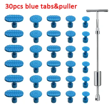 

NEW 30PCS/Set hand tool set Paintless Dent Repair Hail Removal T Bar Slide Hammer+ Glue Puller Tabs car repair Car Dent Puller