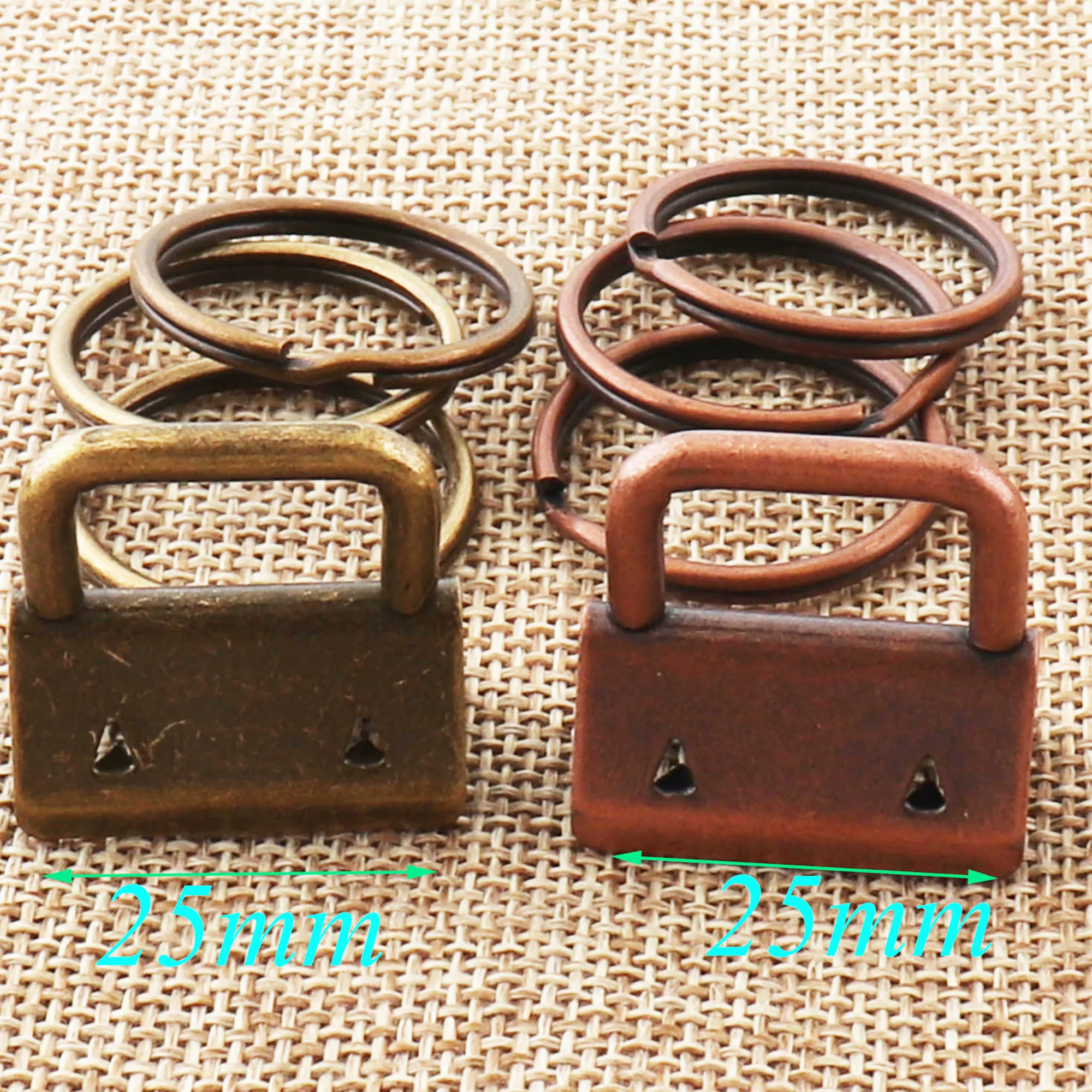 

40 SETS Key Fob Hardware with Key Rings,Copper/Antique Bronze Key Chain Webbing wristlets Key Chains diy findings 1"(25mm)