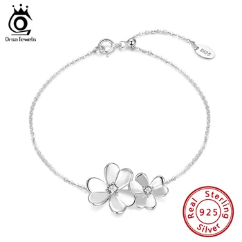 

ORSA JEWELS 925 Sterling Silver Lucky Clover Shape Bracelet AAAA CZ Rhodium Plated for Women/Girl 2020 New Jewelry Gift EQB11