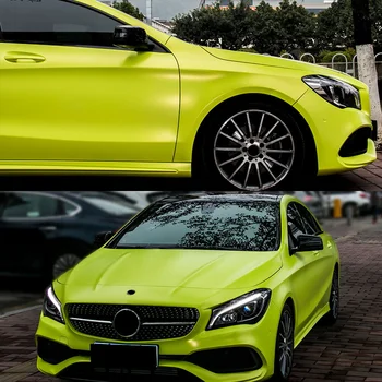 

127cmx30cm Glossy Vinyl Car Wrap Sheet Roll Film Fluorescent Yellow Car Sticker Decals for Motorcycle Auto Car Styling Automobie