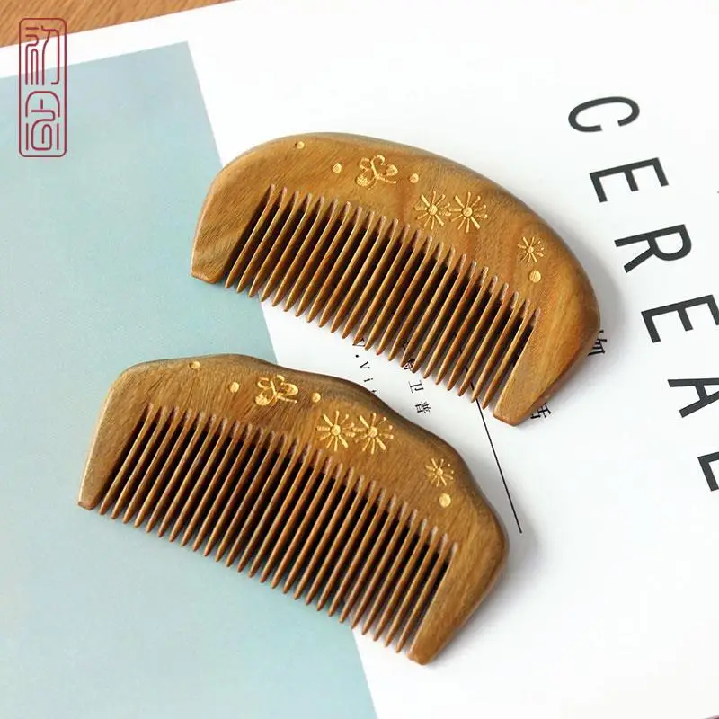 

Anti-static Massage Scalp Hair Comb Portable Carry-on Guajacwood Small Comb Ebony Customizable Lettering Manufacturers Direct Se