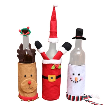 

3 Pcs Christmas Wine Bottle Cover Bags Christmas Table Decoration New Year Party Decor