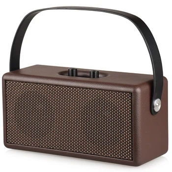 

D30 Retro Wood Double Speaker Bluetooth Speaker Home Computer Mobile Phone Outdoor Portable Leather Audio