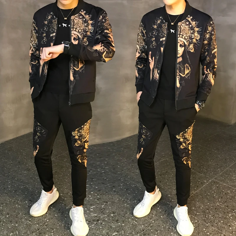 Autumn Man Sport 2 Piece Sets Sport Suit Jacket + Pants Tracksuit Male Tracksuit Asian Size Moda Hombre 2019 New Men's Set