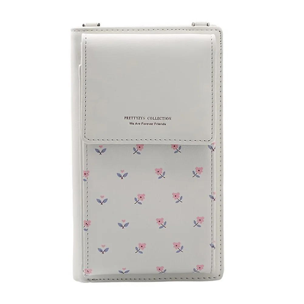

Women Multifunction Button Money PU Leather Phone Bag Change Holder Card All In One Crossbody Printing Purse Fashion Case
