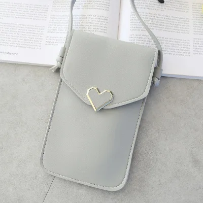 Новинка, кошелек для мобильного телефона с сенсорным экраном, кожаный плечевой ремень для смартфона, дамская сумка для Iphone X, для huawei P30 - Цвет: G306(Light Gray)