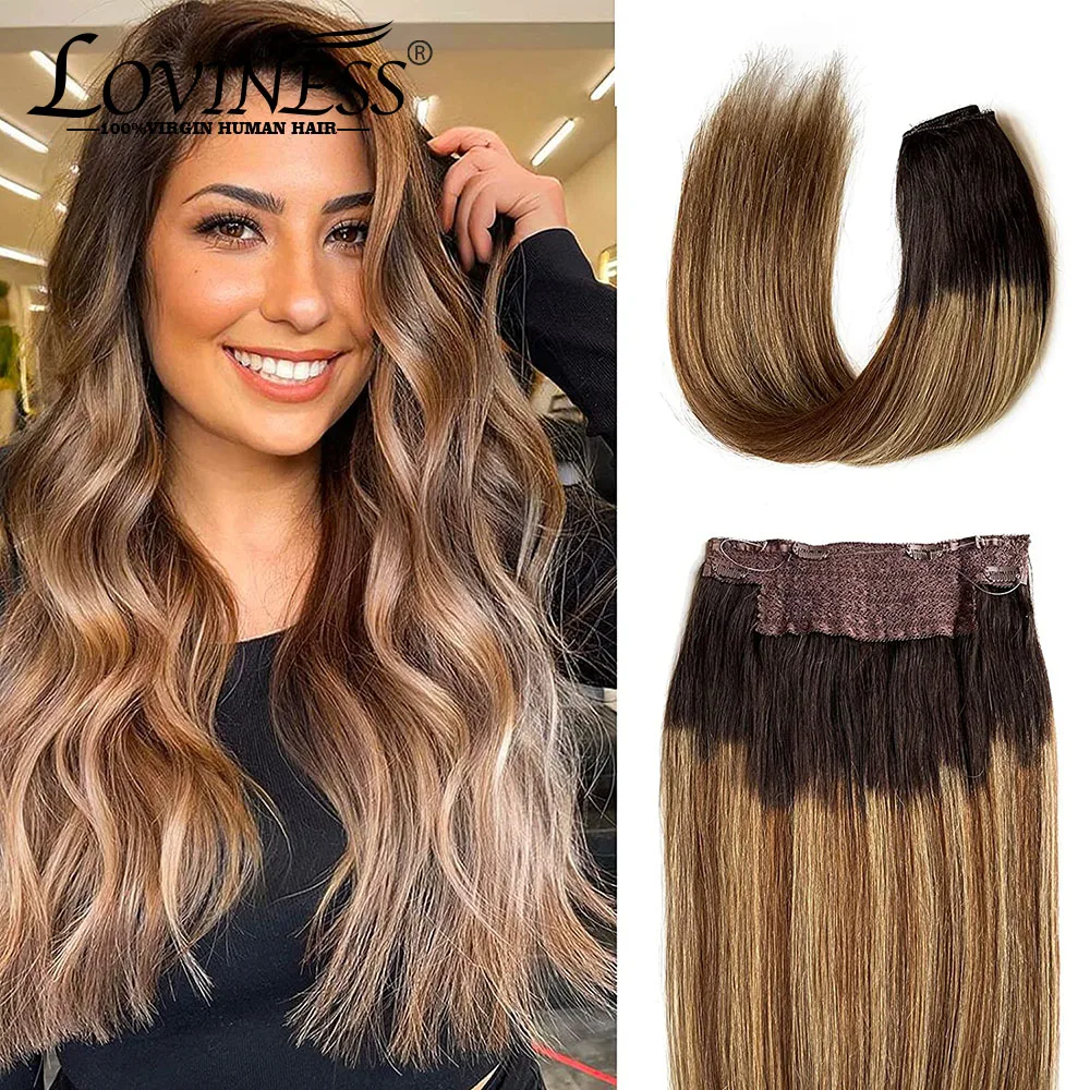 Dark Brown Hd Wire Hair Extensions Ombre Highlight Remy One Piece Hair