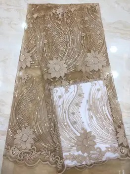 

Sequined Mesh Tulle Net Lace Fabric 2019 Latest Design New Nigerian Embroidery Sequns Net Wedding Dress Laces Mateiral