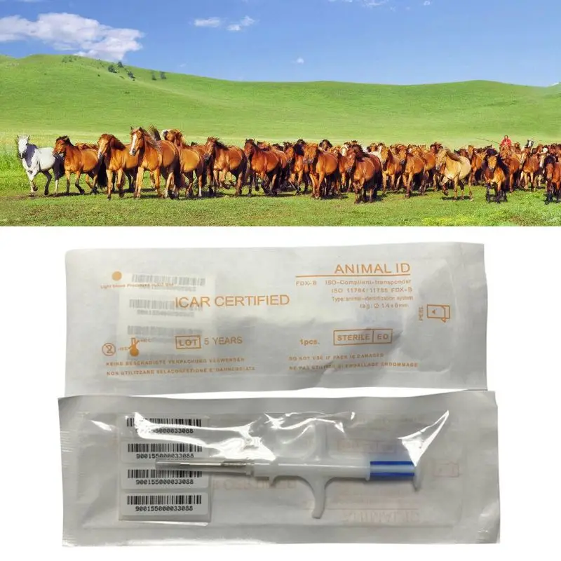 Implantable Bioelectronic Pet Animal Microchip ISO Standard FDX-B Chip cat dog syringe RFID