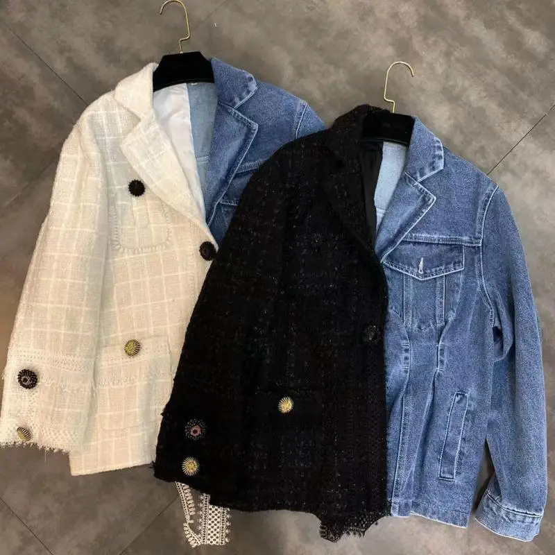 

Z-ZOUX Women Blazer Single Button Long Sleeve Ladies Blazer Coat Jean Stitching Asymmetry Women's Suit Jacket Irregular Tops