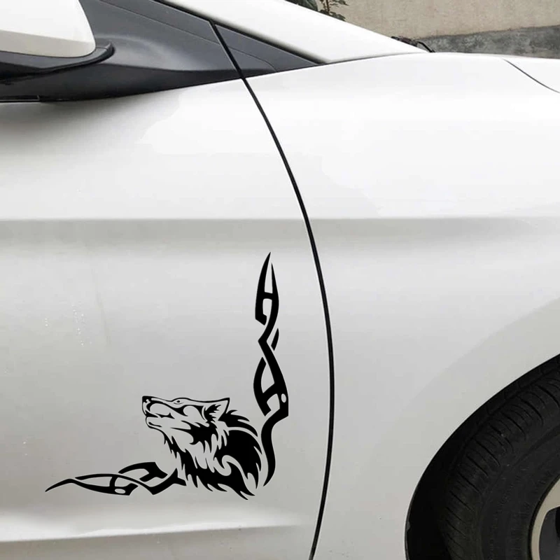 4PCS Wolf Stickers For Cars - Waterproof Vinyl Decals For Laptop, Window, Bumper (Black)