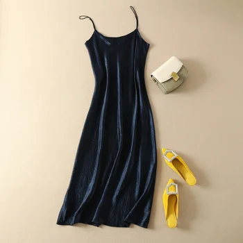 

Women Dress New Spring / Summer 2020 Solid Color Strap Midi Dress