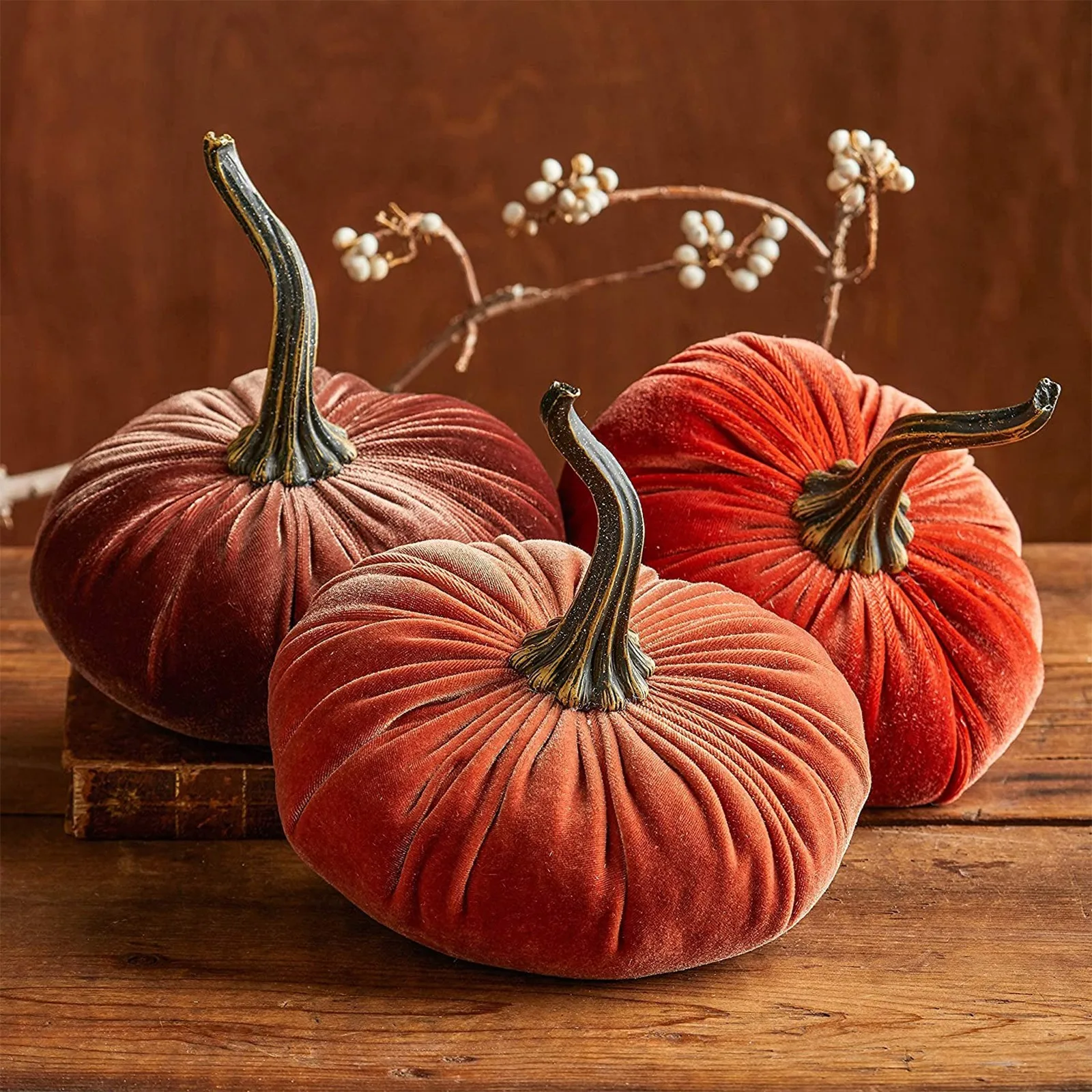 1Pcs Handmade Velvet Pumpkins Decor Super Soft Stuffed Pumpkin With Exquisite Halloween Holiday Diy Подарок На Хэлло | Дом и сад