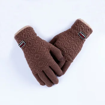 

Winter Autumn Men Knitted Gloves Touch Screen High Quality Male Thicken Warm Wool Cashmere Solid Gloves Men Mitten Business