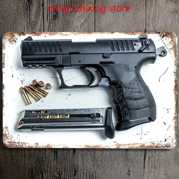 The Handgun and Bullet Metal Tin Sign 101 Desert Eagle Gun Poster Plaque Bar Pub Shooting Club Cafe Home Plate Wall Decor Art | Дом и сад