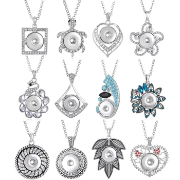 

New Snap Jewelry Snap Necklace 18mm In Chain Necklace Rhinestone Flower Snap Pendant Necklace Fit DIY 18mm Snap Buttons Jewelry