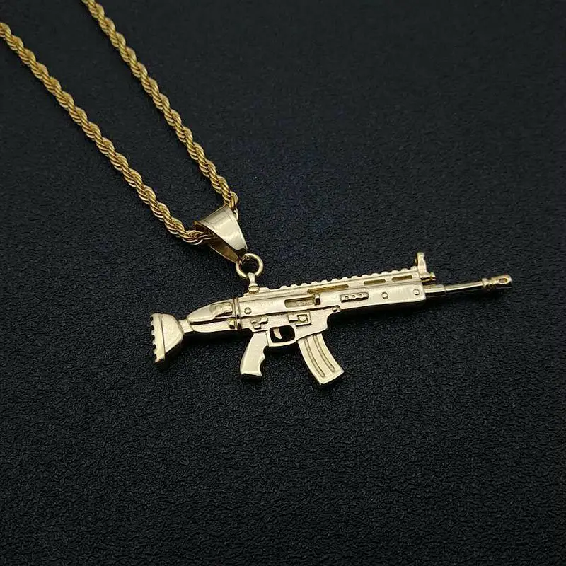 В стиле хип хоп золото Цвет нержавеющая сталь CS GO CSGO пистолет кулон ожерелье для