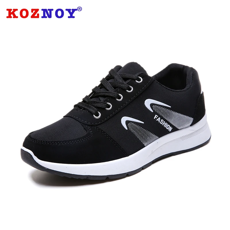 

Koznoy Sneakers Women Flat Bottom Autumn Dropshipping Fashion Mesh Solid Cross Tied Round Toe Lace Breathable Causal Women Shoes
