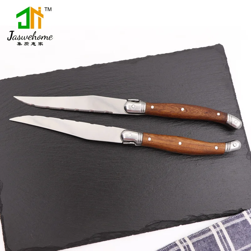 Jaswehome набор из 6 ножей из нержавеющей стали для стейка набор посуды деревянная ручка для ножа набор ножей, столовые приборы