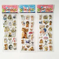 6 Sheets 3d Pet Dog and Marie Cat Stickers for Car Styling Scrapbook Animal Fish Dinosaur Bubble Stickers Reward Kids Toys 2