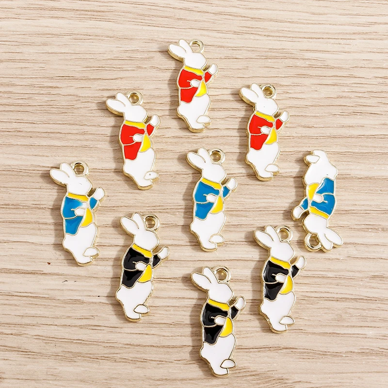 10 stücke Cartoon Emaille Tier Kaninchen Charms für Schmuck Machen Obst Erdbeere Karotte Charms Anhänger für DIY Halsketten Ohrringe – Detail 5