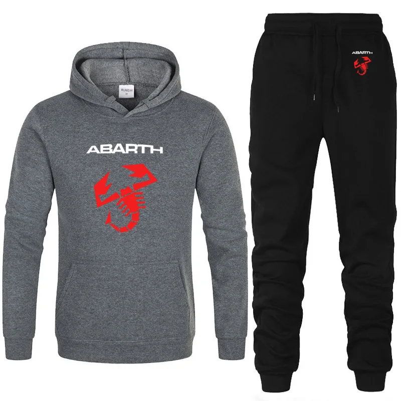 Толстовки для мужчин, автомобиль ABARTH, принт логотипа, унисекс, толстовка, модная мужская толстовка с капюшоном в стиле хип-хоп harajuku, повседневные флисовые толстовки, штаны, костюм из 2 предметов - Цвет: 813