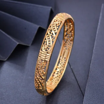 

Wando 1pcs Dubai India Africa Gold Color Bangles For Women Gold lattice Bangle Bracelet Girls Women Hand Jewelry Arab Gift