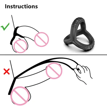 Men's Masturbator Silicone Penis Cock Sexy Dual Dick Enlarger Ring for Couples Lover Sex Toys to Men Time Delay Ejaculation 4