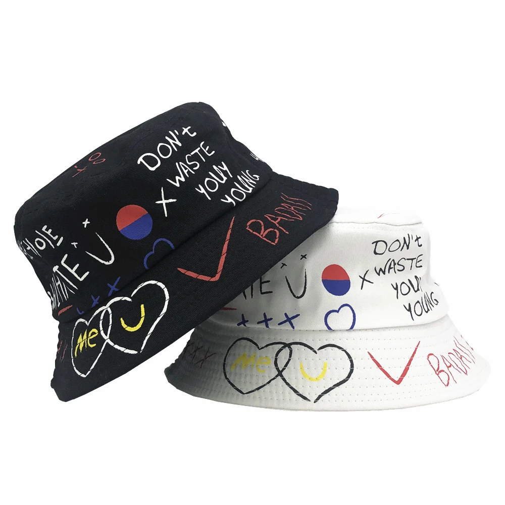 Unisex Harajuku Bucket Hat уличная Кепка в стиле хип хоп для рыбалки мужская и женская летняя